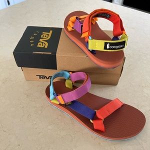New multicolor Teva x Cotopaxi sandals, women size 9